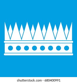 Regal crown icon white isolated on blue background vector illustration