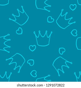 Regal crown pattern vector seamless blue 