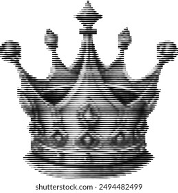 A regal crown transformed into a striped grayscale pattern.