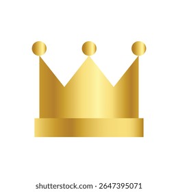 A regal, golden crown dominates the composition, centered against a stark white background. The crown is stylized and simplified, with three prominent triangular peaks, each topped with a perfect, sph