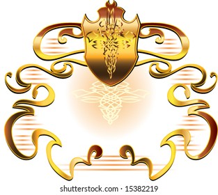 regal golden ribbon swirls knight shield abstract human celtic knot vector background