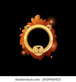 Regal lion avatar icon. Vector illustration of a majestic lion's face framed by a golden mane, perfect for gaming interfaces and profiles.