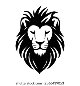 Regal Lion Head Illustration: Perfect Symmetry for Elegant Logos and Prints