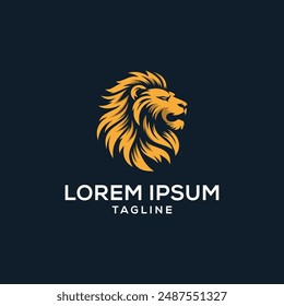 A regal lion head logo design in gold and black, exuding power and sophistication.