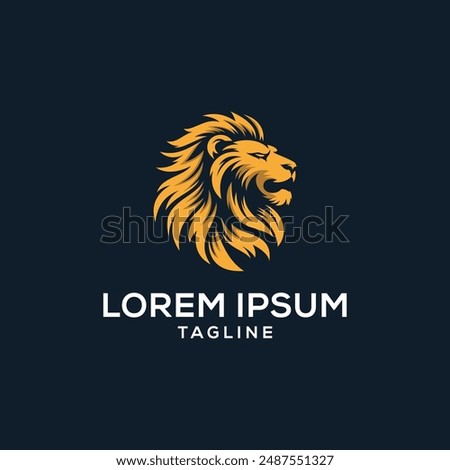 A regal lion head logo design in gold and black, exuding power and sophistication.