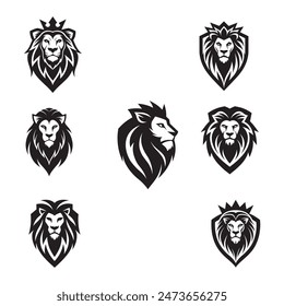 regal lion head logo designs in black.