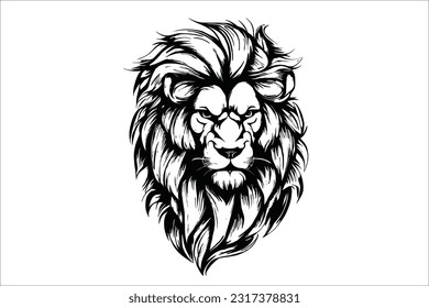 Cabeza de León Regal - Ilustración vectorial de cabeza de león majestuosa y potente en formato EPS. Perfecto para logotipos, marcas y diseños que requieren un toque de fuerza y nobleza