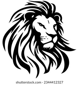 A regal lion's face in vector, embodying majesty and courage. Striking black and white illustration capturing the untamed spirit of the king of the jungle.