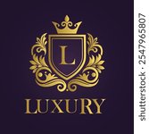 Regal Luxury Emblem with Gold Crest and Crown