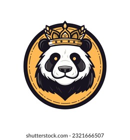 Un majestuoso y majestuoso panda con una corona vectorial ilustración de arte, mezclando la realeza con el adorable panda, perfecto para la marca noble y elegante