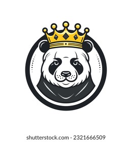 Un majestuoso y majestuoso panda con una corona vectorial ilustración de arte, mezclando la realeza con el adorable panda, perfecto para la marca noble y elegante