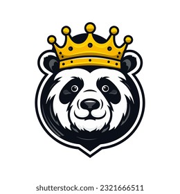 Un majestuoso y majestuoso panda con una corona vectorial ilustración de arte, mezclando la realeza con el adorable panda, perfecto para la marca noble y elegante