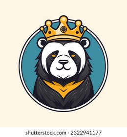 Un majestuoso y majestuoso panda con una corona vectorial ilustración de arte, mezclando la realeza con el adorable panda, perfecto para la marca noble y elegante