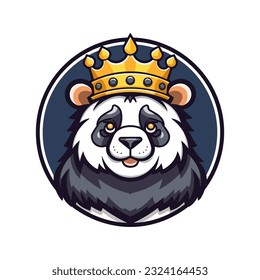 Un majestuoso y majestuoso panda con una corona vectorial ilustración de arte, mezclando la realeza con el adorable panda, perfecto para la marca noble y elegante