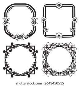Regal en minimalist Leafy Vintage Decoratieve Floral Frames Vector Collection
