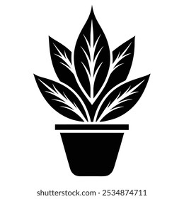 Regal Oasis Monochrome Botanical Emblem Vector Logo in Plant Pot