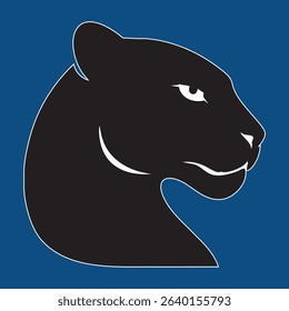 Regal panther head silhouette, sleek profile with piercing eyes