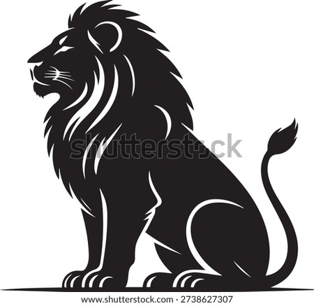 Regal Predator Silhouette – Sleek Black Line Lion Vector Illustration