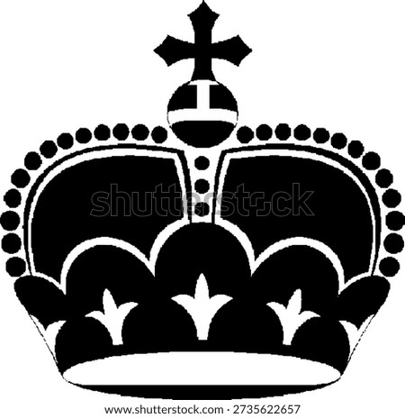regal royal crown vector icon black and white heraldic imperial king symbol