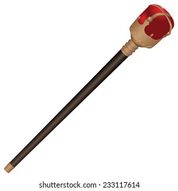 Regal scepter with red knob. Vector illustration.