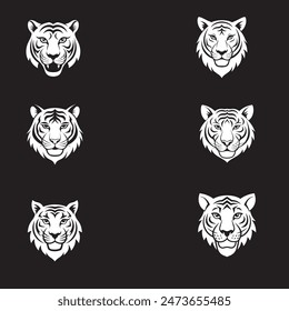 regal tiger head logo designs in black.