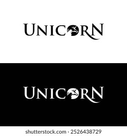 Regal Unicorn Logo Design with Crown and Laurel in Elegant Typography