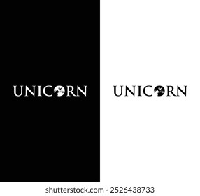 Regal Unicorn Logo Design with Crown and Laurel in Elegant Typography