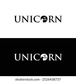 Regal Unicorn Logo Design with Crown and Laurel in Elegant Typography