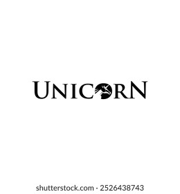 Regal Unicorn Logo Design with Crown and Laurel in Elegant Typography