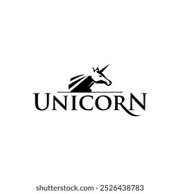 Regal Unicorn Logo Design with Crown and Laurel in Elegant Typography