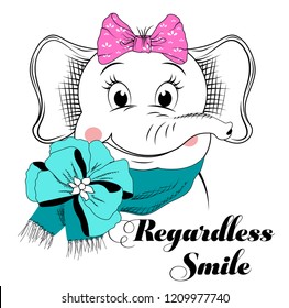 Regardless Smile Elephant For T Shirt and For Textile