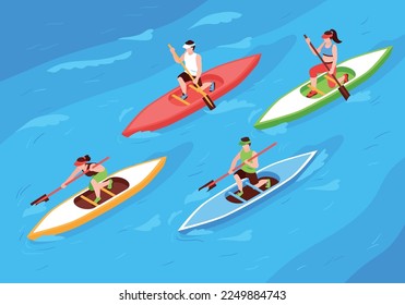 Regatta background with sailing race symbols isometric vector illustration