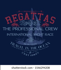 Regattas. sail graphic design.Can be used as t shirt printing design.