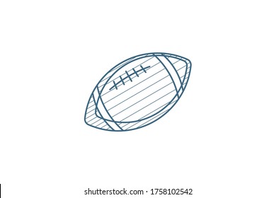 Regby ball isometric icon. 3d vector illustration. Isolated line art technical drawing. Editable stroke