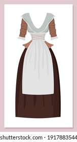 Regency maid dress. Neoclassicism costume. Domestic maid, governess, nanny uniform