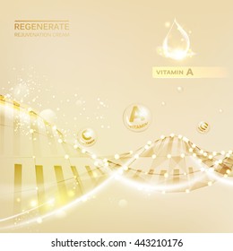 Regenerate cream and Vitamin Background. Concept Skin Care Cosmetic.