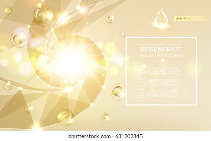 Regenerate cream and Vitamin Background. Concept Skin Care Cosmetic.