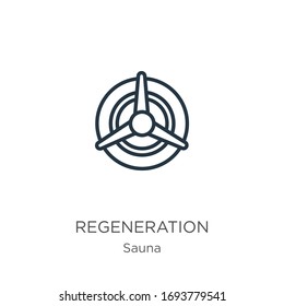 Regeneration icon. Thin linear regeneration outline icon isolated on white background from sauna collection. Line vector sign, symbol for web and mobile