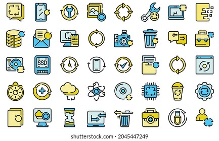 Regeneration icons set. Outline set of regeneration vector icons thin line color flat isolated on white