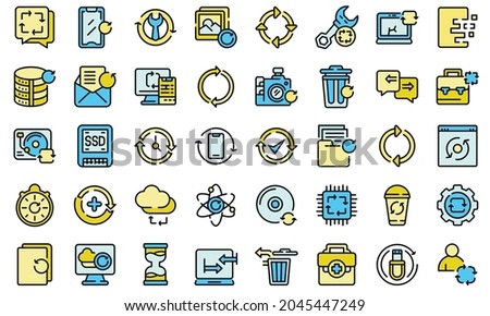 Regeneration icons set. Outline set of regeneration vector icons thin line color flat isolated on white