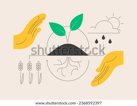 Regenerative agriculture abstract concept vector illustration. Conservation and rehabilitation farming system, increasing ecological biodiversity, water cycle improvement abstract metaphor.