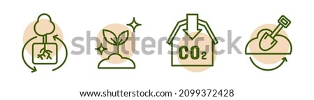 Regenerative agriculture farming icon set, responsible ecological farm concept, soil health and nature friendly, isolated on white background.