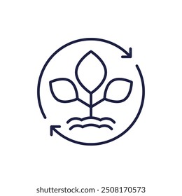 Regenerative agriculture line icon on white