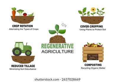 Regenerative Agriculture Practices Infographic, Educational Visual for Sustainable Farming and Eco-Friendly Agriculture Projects