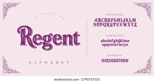 Regent alphabet vector font elegant bold retro serif typeface letters for luxury branding