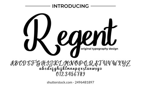 Regent Font Stylish brush painted an uppercase vector letters, alphabet, typeface