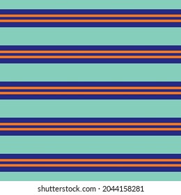 Regent stripe seamless vector pattern background. Symmetrical linear geometric backdrop. Indigo neon orange parallel horizontal thin and wide stripes. Sophisticated regency repeat for summer, beach