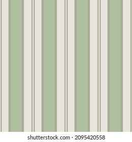 Regent stripe seamless vector pattern background. Symmetrical linear geometric striped backdrop. Sage green cream parallel vertical thin and wide stripes. Elegant historical regency design print