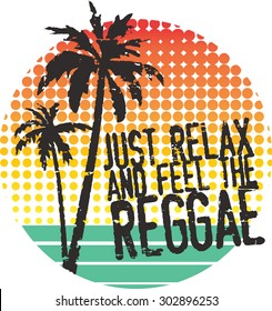 Reggae artwork for t-shirt, poster...Halftone and grunge texture