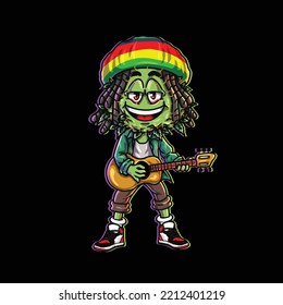 reggae buds nug thug life character cartoon mascot smoking blunt from weed flower nug cannabis marijuana